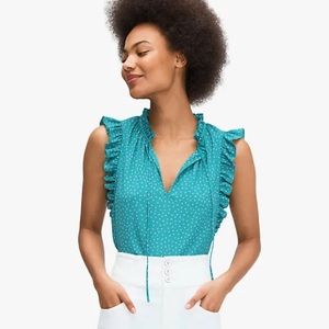 kate spade teal and lavender polka dot top size M
